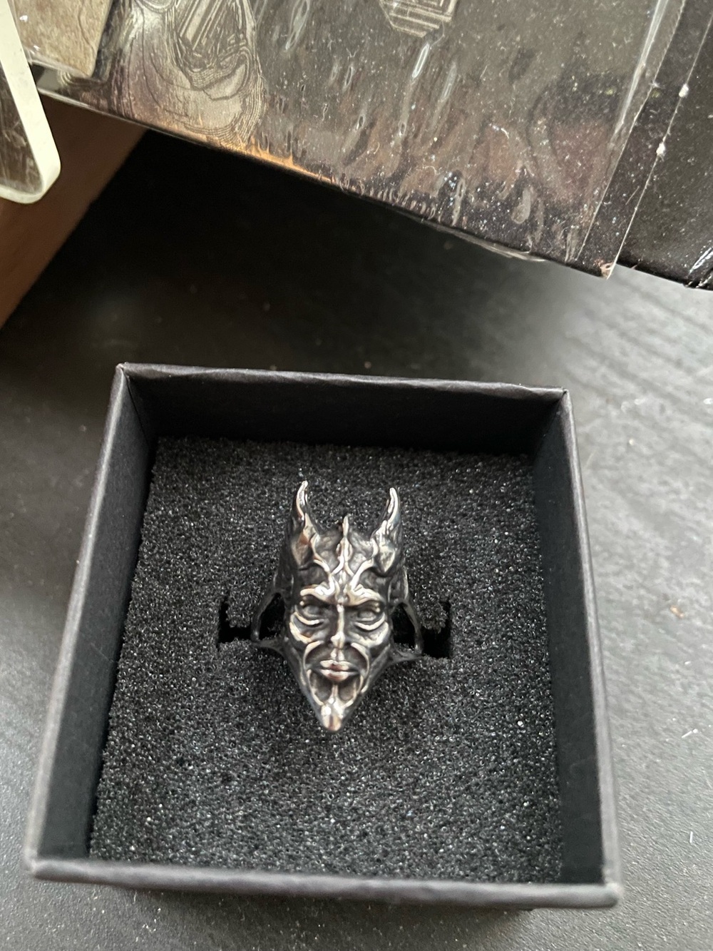 Satanic Devil Face Statement Ring